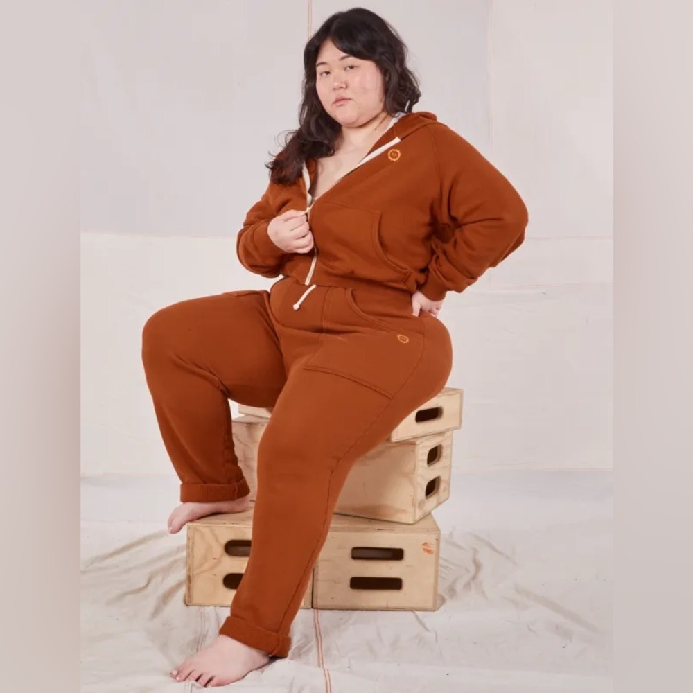 bigbudpress  Rolled Cuff Sweat Pants - Burnt Terracotta